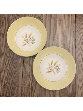 Century Service Autumn Gold Wheat Serving Bowls Set of 2 8.75"× 2.25" VINTAGE A